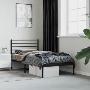 vidaXL Bedframe met hoofdbord metaal zwart 107x203 cm