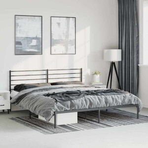 vidaXL Bedframe met hoofdbord metaal zwart 183x213 cm