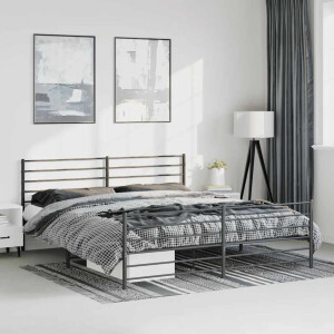 vidaXL Bedframe met hoofd- en voeteneinde metaal zwart 193x203 cm