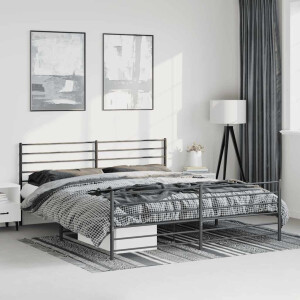 vidaXL Bedframe met hoofd- en voeteneinde metaal zwart 193x203 cm