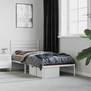 vidaXL Bedframe met hoofdbord zonder matras metaal wit 75x190 cm