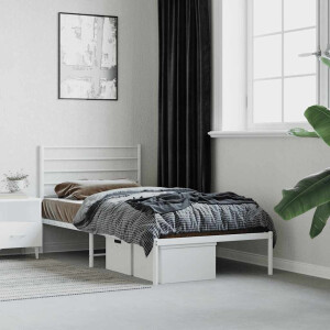 vidaXL Bedframe met hoofdbord metaal wit 90x190 cm