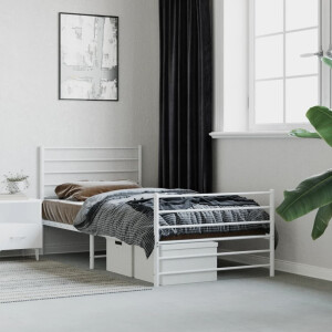vidaXL Bedframe met hoofd- en voeteneinde metaal wit 90x190 cm