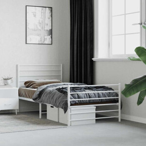 vidaXL Bedframe met hoofd- en voeteneinde metaal wit 90x200 cm