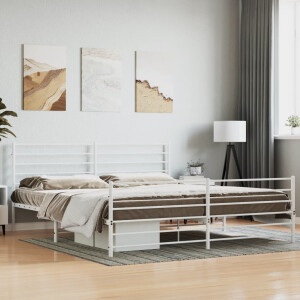 vidaXL Bedframe met hoofd- en voeteneinde metaal wit 200x200 cm