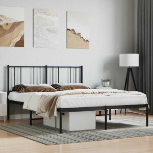 vidaXL Bedframe met hoofdbord metaal zwart 160x200 cm
