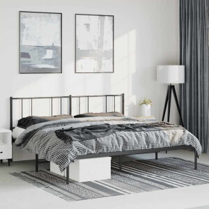 vidaXL Bedframe met hoofdbord metaal zwart 183x213 cm