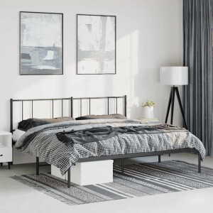 vidaXL Bedframe met hoofdbord metaal zwart 193x203 cm