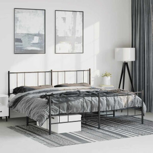 vidaXL Bedframe met hoofd- en voeteneinde metaal zwart 183x213 cm