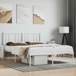 vidaXL Bedframe met hoofdbord metaal wit 140x200 cm