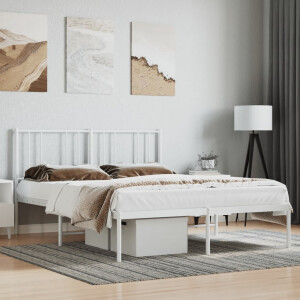vidaXL Bedframe met hoofdbord metaal wit 140x200 cm