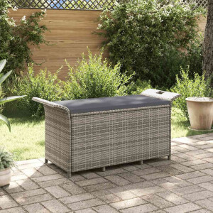 vidaXL Tuinbank met kussen 116x46x57 cm poly rattan grijs