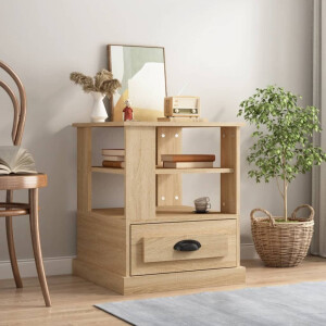 vidaXL Bijzettafel 50x50x60 cm bewerkt hout sonoma eikenkleurig