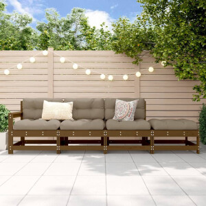 vidaXL 4-delige Loungeset massief grenenhout honingbruin