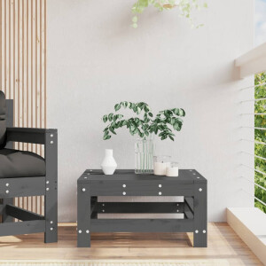 vidaXL Tuinvoetenbank massief grenenhout grijs