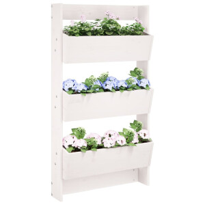 vidaXL Plantenbak wandmontage 3-laags 60x18,5x110 cm grenenhout wit