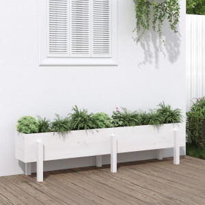 vidaXL Plantenbak verhoogd 160x30x38 cm massief grenenhout wit