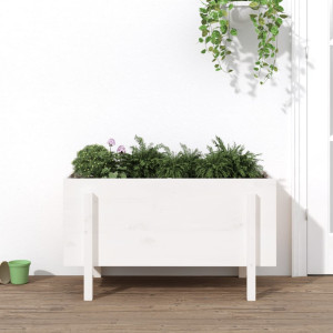 vidaXL Plantenbak verhoogd 101x50x57 cm massief grenenhout wit