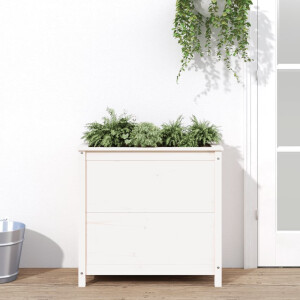 vidaXL Plantenbak 82,5x40x78 cm massief grenenhout wit
