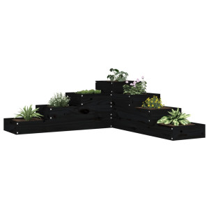 vidaXL Plantenbak 4-laags 106x104,5x36 cm grenenhout zwart