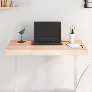 vidaXL Tafelblad natuurlijke rand 80x50x(2-6) cm massief eikenhout