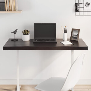 vidaXL Tafelblad natuurlijke rand 100x60x(2-4)cm eikenhout donkerbruin