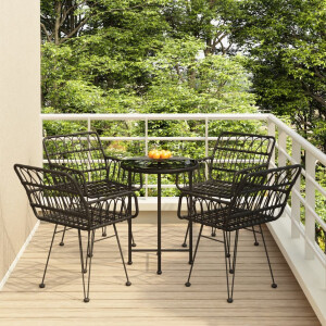 vidaXL 5-delige Tuinset poly rattan zwart