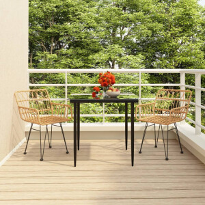 vidaXL 3-delige Tuinset poly rattan
