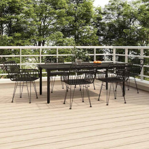 vidaXL 7-delige Tuinset poly rattan zwart