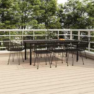 vidaXL 9-delige Tuinset poly rattan zwart