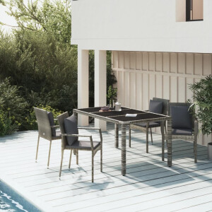 vidaXL 5-delige Tuinset met kussens poly rattan grijs