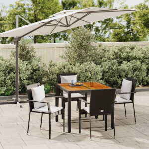 vidaXL 5-delige Tuinset met kussens poly rattan zwart