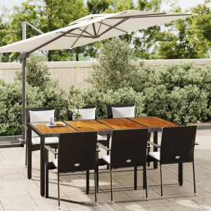 vidaXL 7-delige Tuinset met kussens poly rattan zwart