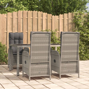vidaXL 5-delige Tuinset met kussens poly rattan grijs