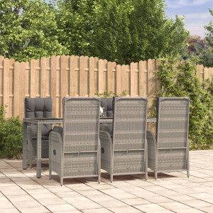 vidaXL 7-delige Tuinset met kussens poly rattan grijs