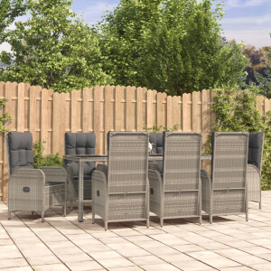 vidaXL 9-delige Tuinset met kussens poly rattan grijs