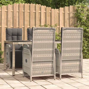 vidaXL 5-delige Tuinset met kussens poly rattan grijs