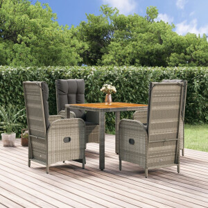 vidaXL 5-delige Tuinset met kussens poly rattan grijs