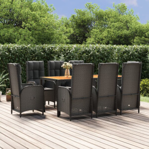 vidaXL 9-delige Tuinset poly rattan zwart