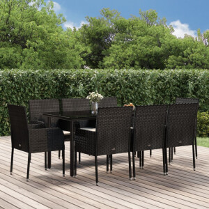 vidaXL 9-delige Tuinset poly rattan zwart
