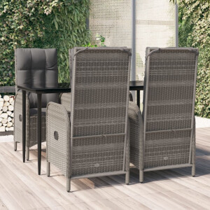 vidaXL 5-delige Tuinset met kussens poly rattan zwart en grijs