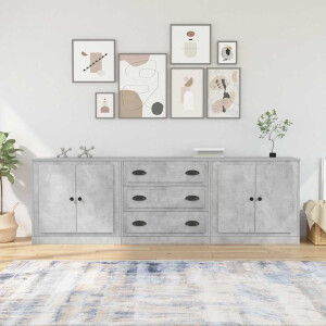 vidaXL Dressoirs 3 st bewerkt hout betongrijs