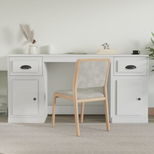 vidaXL Bureau met kast bewerkt hout wit