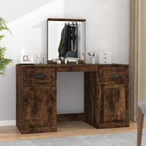 vidaXL Kaptafel met spiegel 130x50x132,5 cm gerookt eikenkleurig