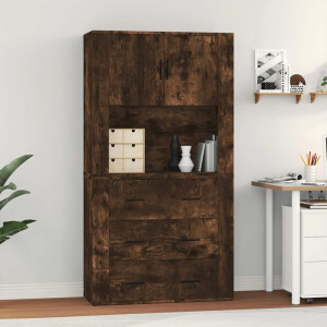 vidaXL Hoge kast bewerkt hout gerookt eikenkleurig