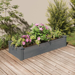 vidaXL Plantenbak verhoogd met voering 120x45x25 cm vurenhout grijs