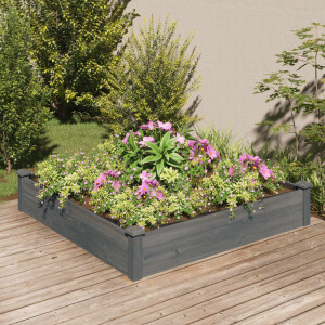vidaXL Plantenbak verhoogd met voering 120x120x25 cm vurenhout grijs