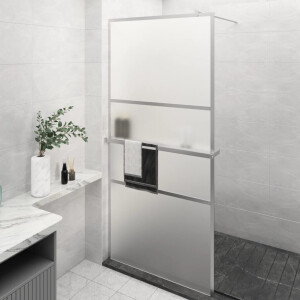 vidaXL Inloopdouchewand met schap 90x195 cm ESG-glas aluminium chroom