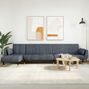 vidaXL Slaapbank L-vormig 275x140x70 cm fluweel donkergrijs