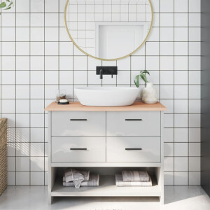 vidaXL Wastafelblad 100x30x2 cm onbehandeld massief hout